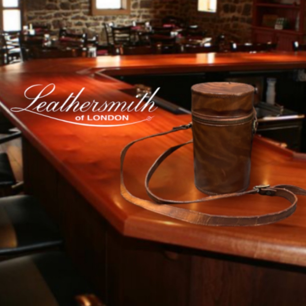 Vintage Leathersmith of London Leather Flask Bag